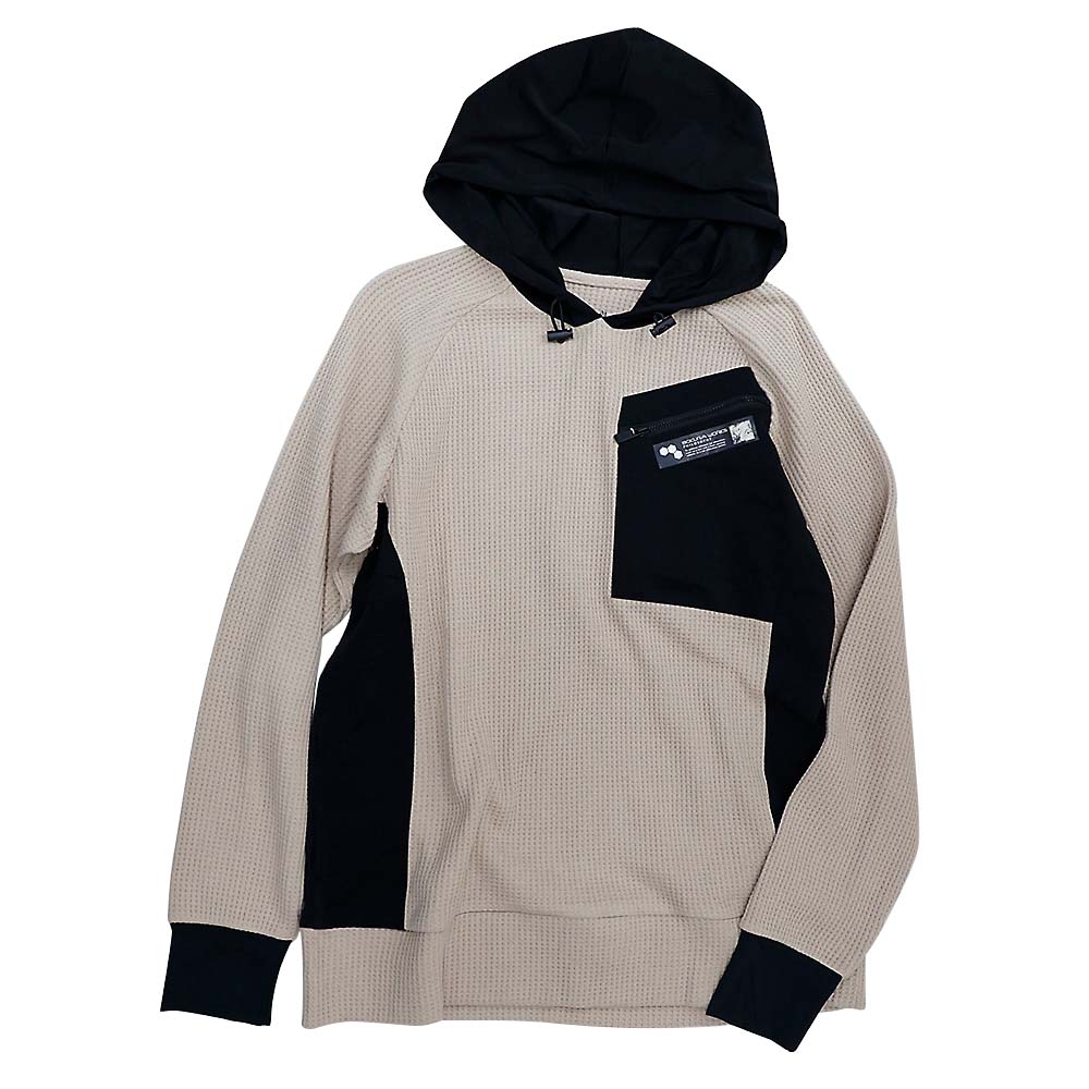 3819ワッフルフーディ　ベージュM