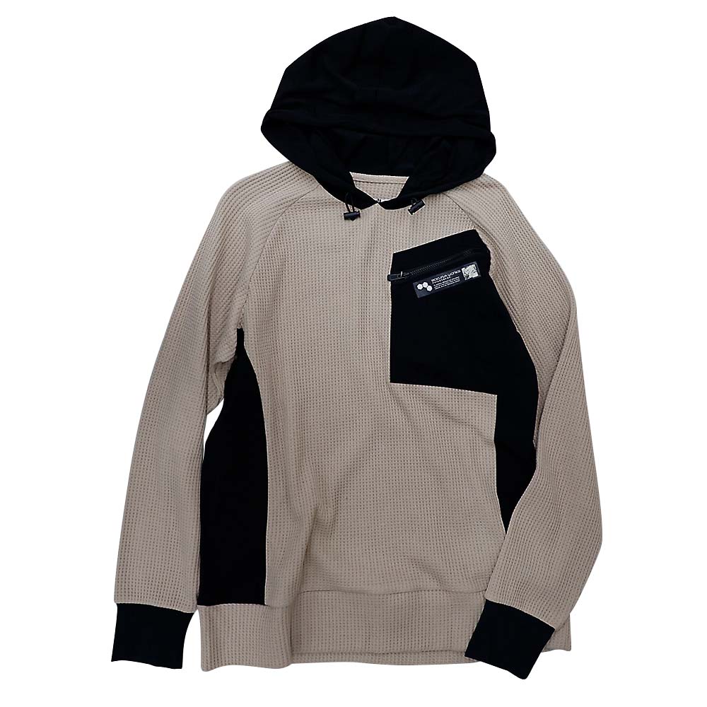 3819ワッフルフーディ　ベージュL