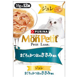 モンプチ　プチリュクス　ジュレ　まぐろとかつおのささみ添え　３５ｇ×１２Ｐ　４２０ｇ