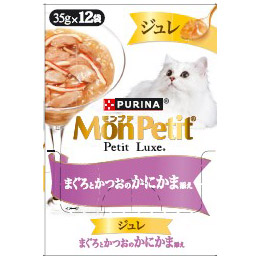 モンプチ　プチリュクス　ジュレ　まぐろとかつおのかにかま添え　３５ｇ×１２Ｐ　４２０ｇ