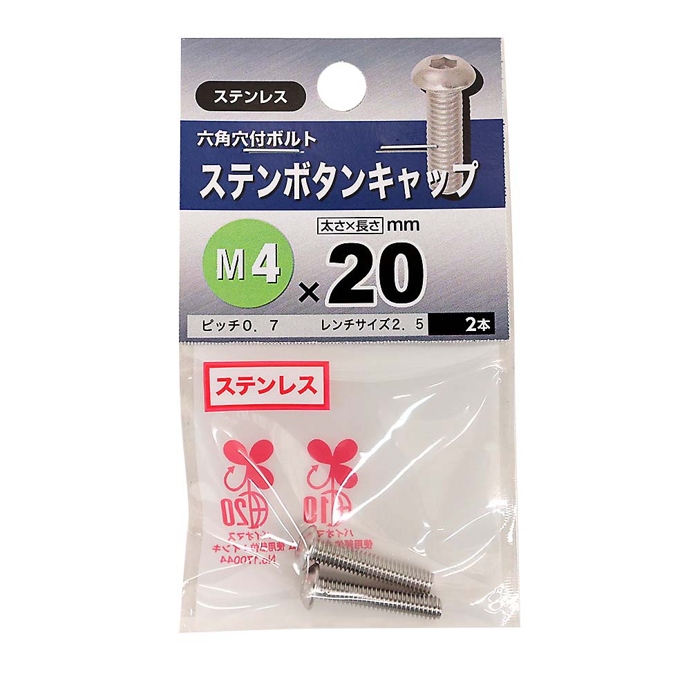 ステンレスボタンキャップ　4×20mm