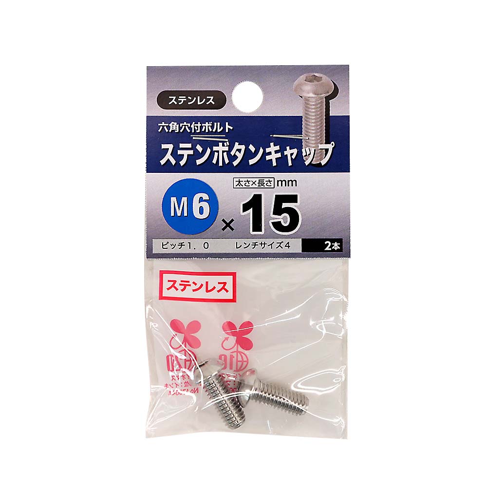 ステンレスボタンキャップ　6×15mm