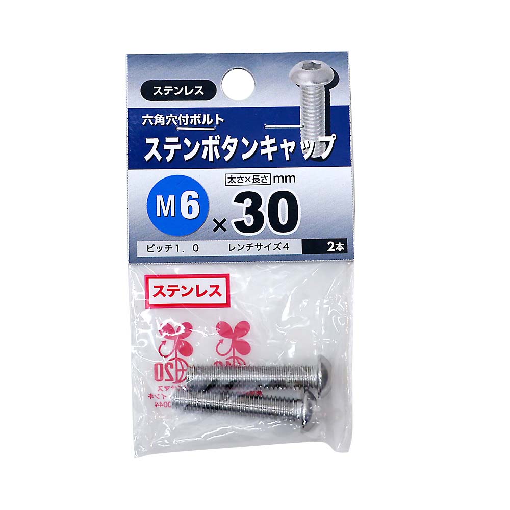 ステンレスボタンキャップ　6×30mm