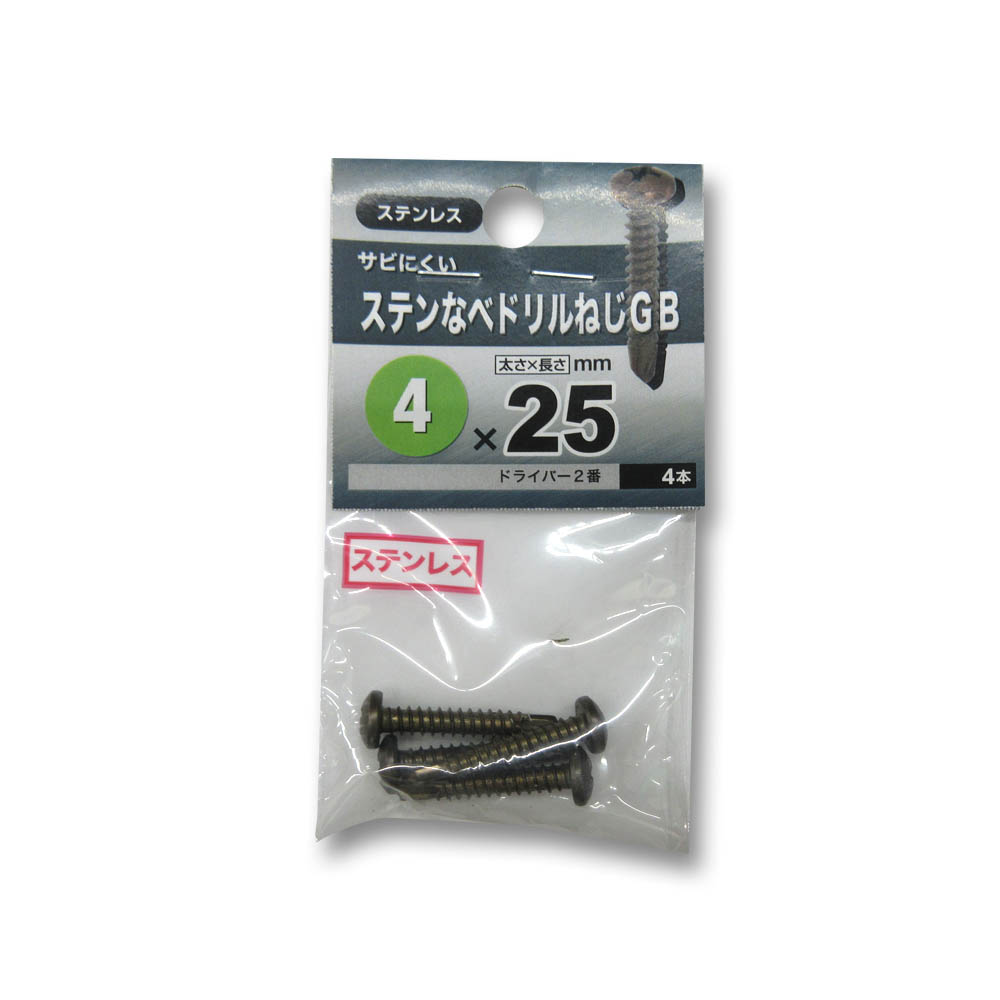 ステン鍋ドリルねじ　ブロンズ（４本）　４Ｘ２５　４×１６ｍｍ（６本入）