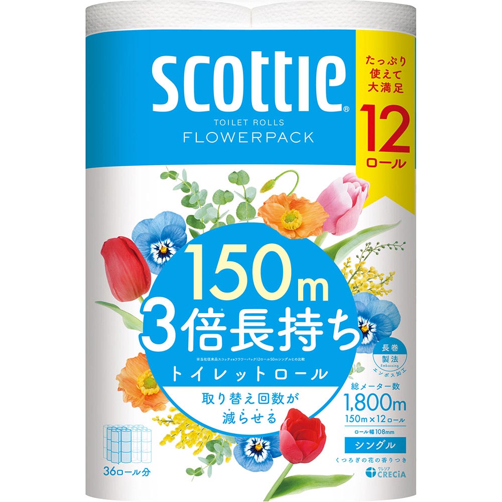 スコッティフラワー３倍長持ちトイレットティシュー　１２Ｒ　Ｓ