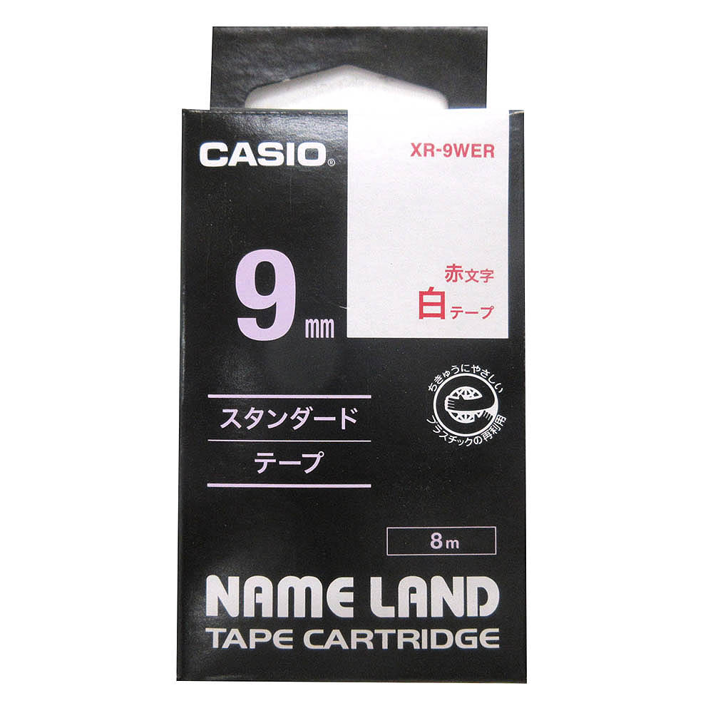 カシオ ネームランドテープ XR-9WER　赤文字/白