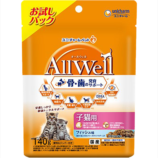 AllWell子猫用フィッシュ味挽き小魚とささみFD入り　140g