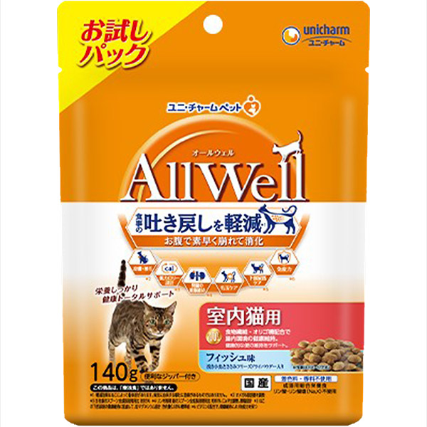 AllWell室内猫用フィッシュ味挽き小魚とささみFD入り　140g