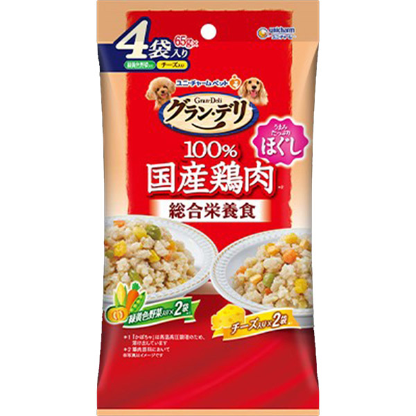 グラン･デリ総合栄養食パウチほぐし成犬緑黄色野菜･チーズ　65g×4