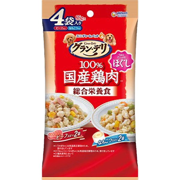 グラン･デリ総合栄養食パウチほぐし成犬なんこつ･ビーフ　65g×4