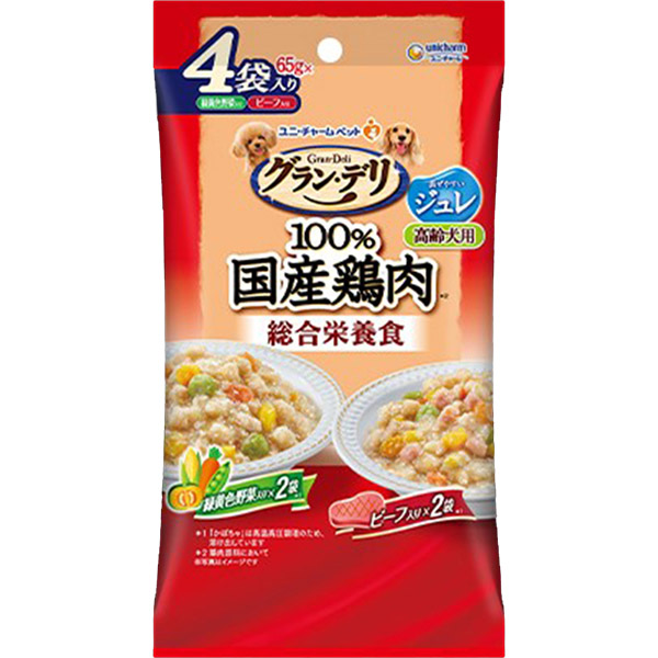 グラン･デリ総合栄養食パウチジュレ高齢犬緑黄色野菜･ビーフ　65g×4