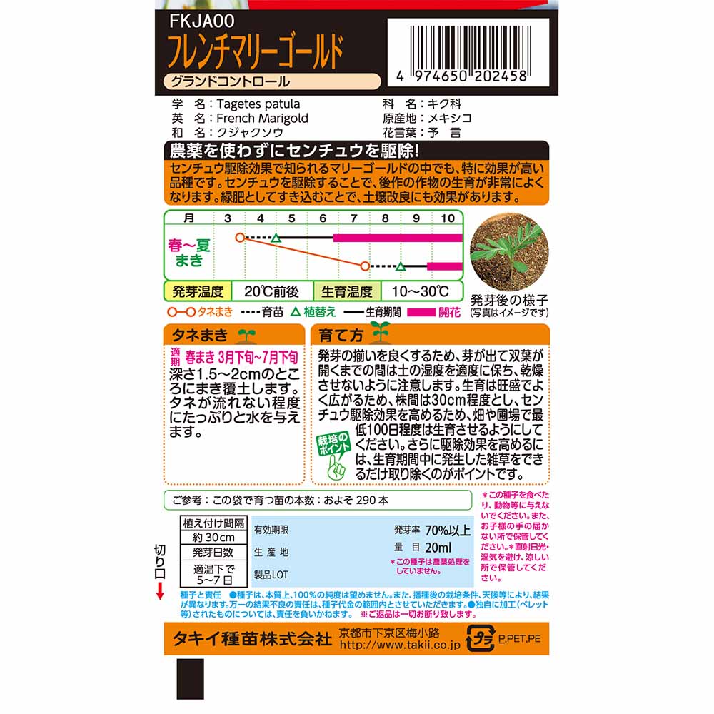 徳用フレンチマリーゴールド グランドコントロール　春まき