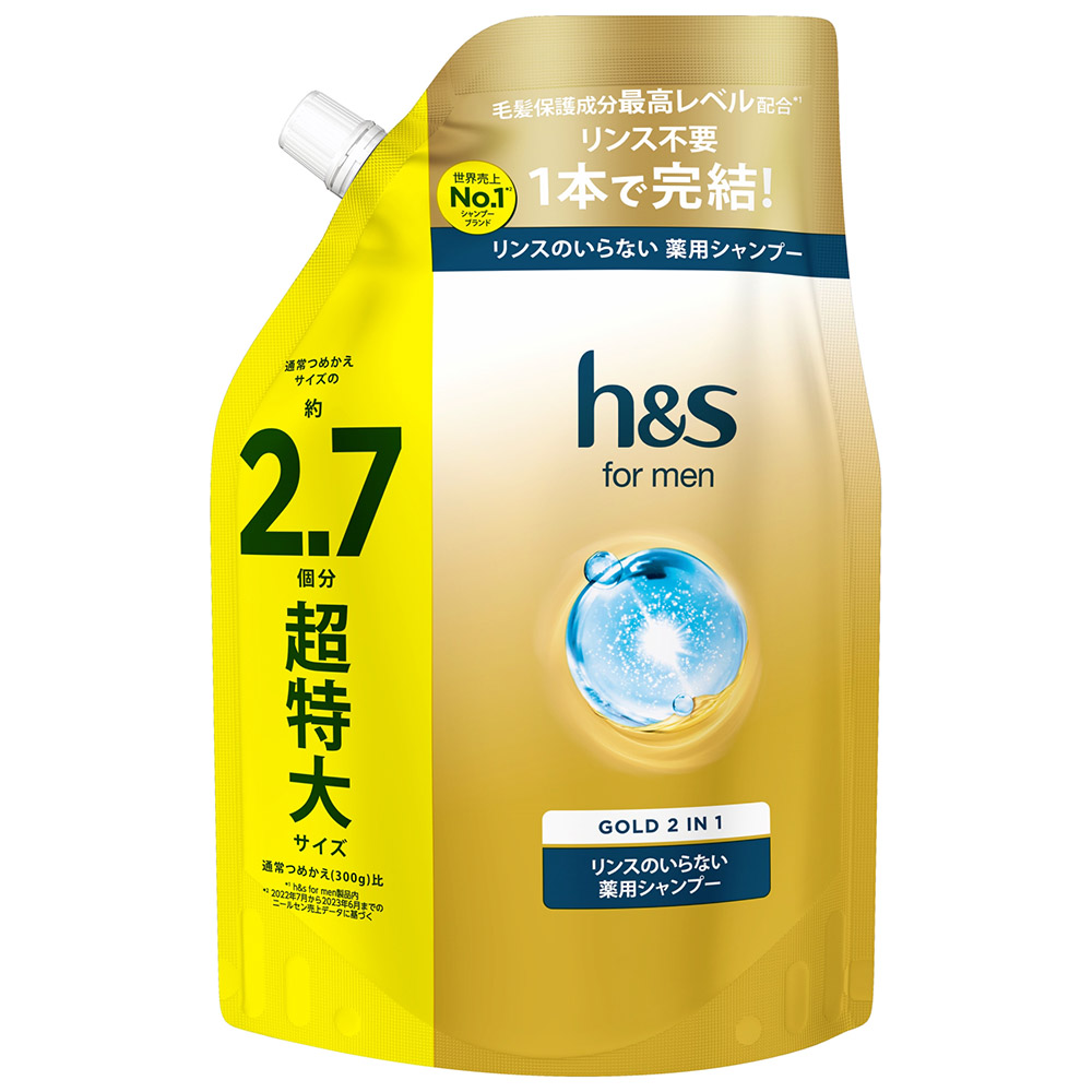 ｈ＆ｓ　ｆｏｒ　ｍｅｎ　ゴールド２ｉｎ１シャンプー超特大サイズ　８００ml