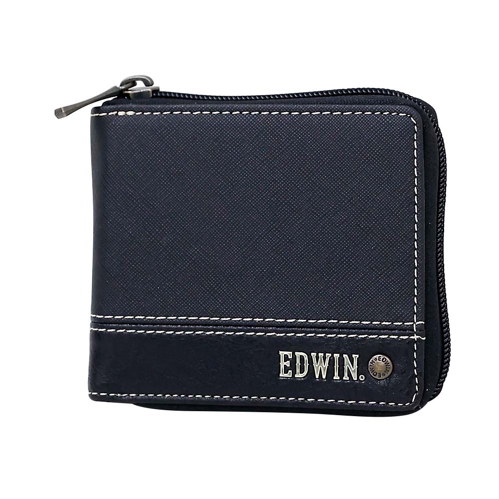 ＥＤＷＩＮ　Ｒ－ＺＩＰ　二つ折財布　切替合皮　６０ＢＬＡＣＫ