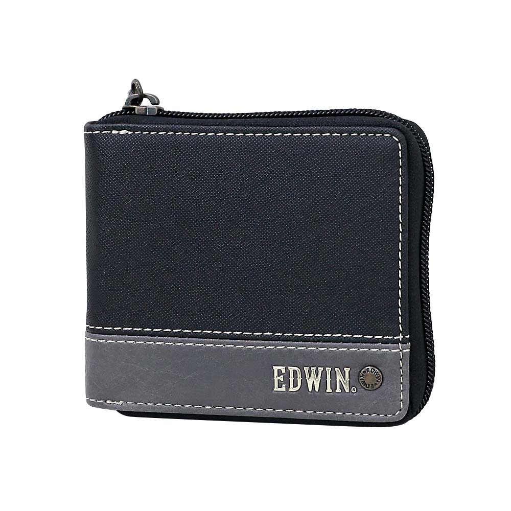 ＥＤＷＩＮ　Ｒ－ＺＩＰ　二つ折財布　切替合皮　５４ＧＲＡＹ