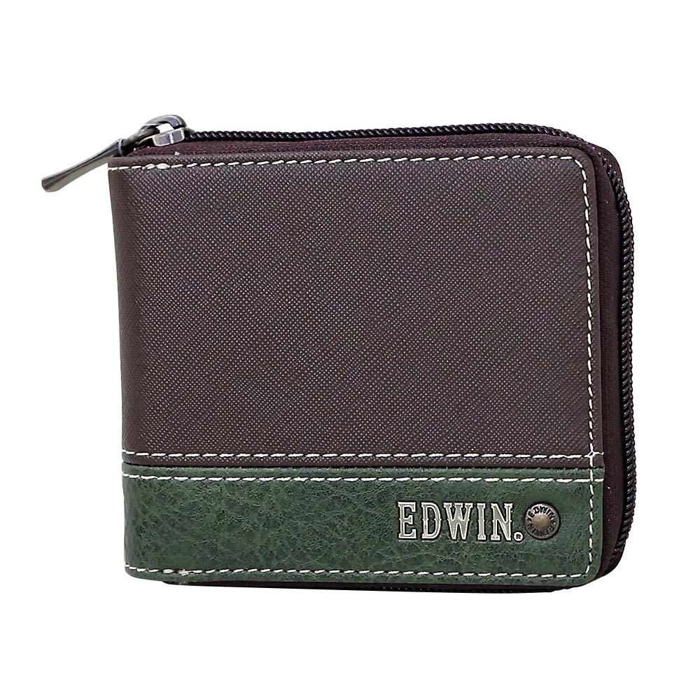 ＥＤＷＩＮ　Ｒ－ＺＩＰ　二つ折財布　切替合皮　７１Ｄ．ＢＲＯＷＮ