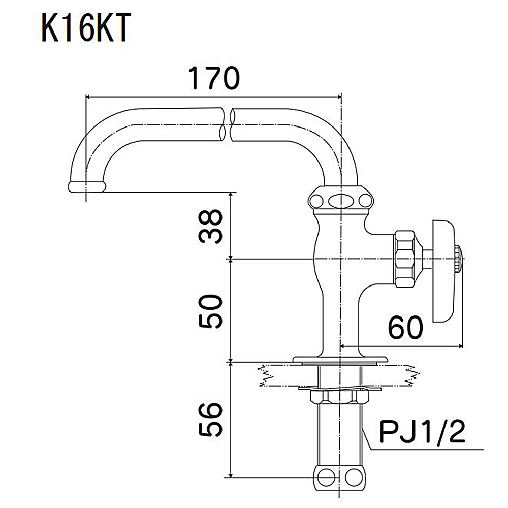 立形自在水栓　13mm K16KT-JAN