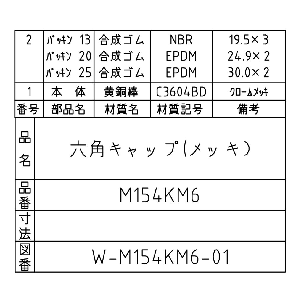 6角キャップナット　M154KM6-13