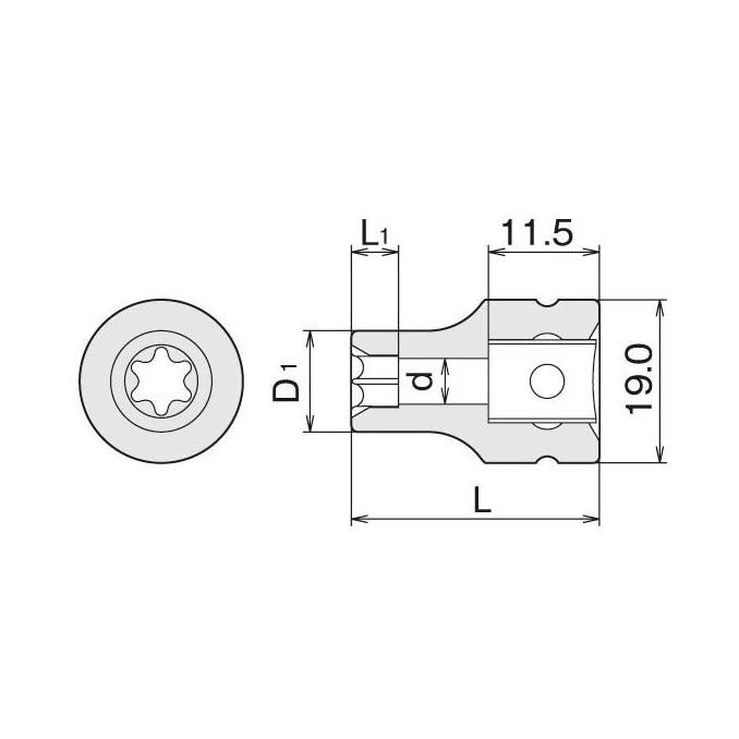 インパクト用ヘックスローブソケット 9.5　10E