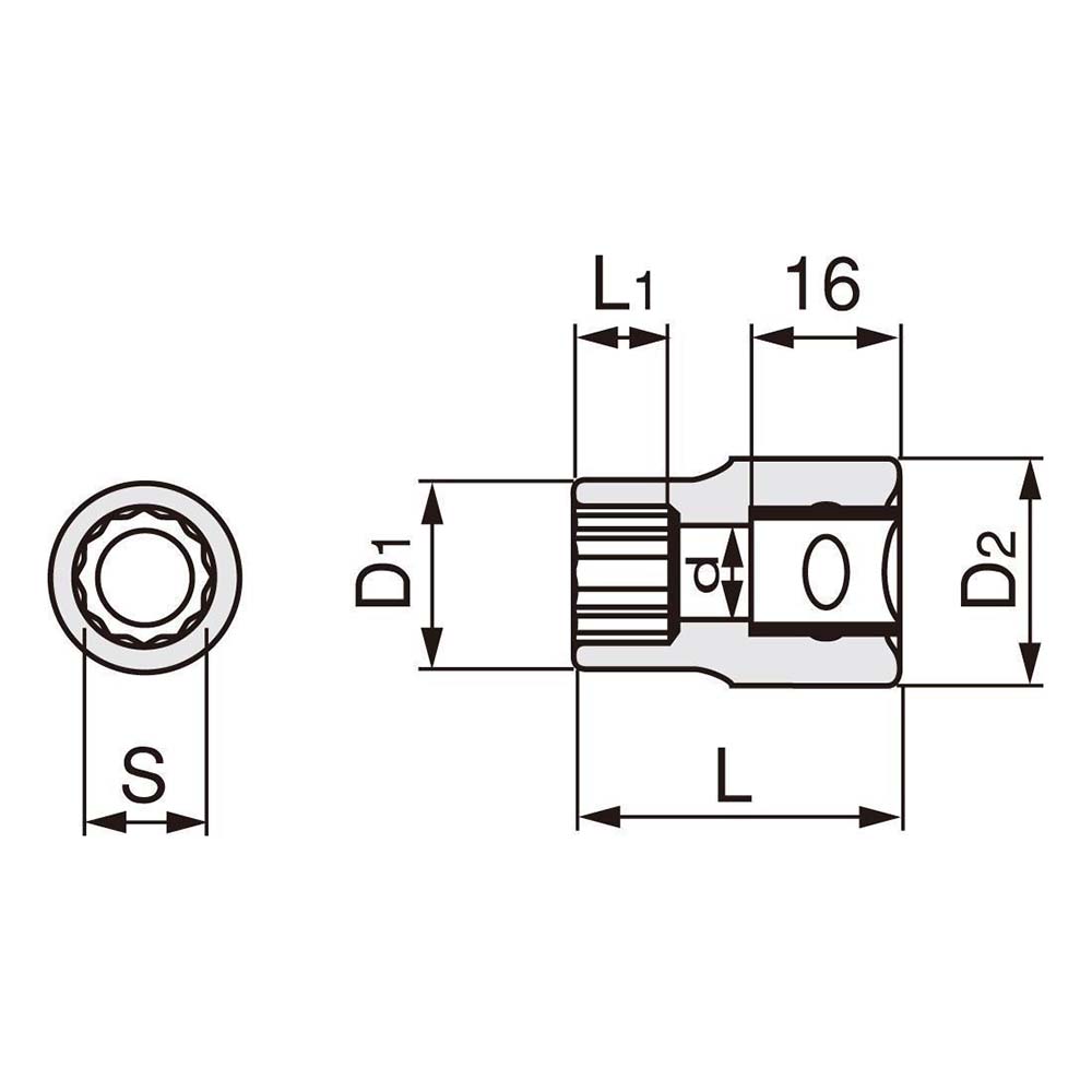 ソケット インチ 12.7角　4DB 7/8