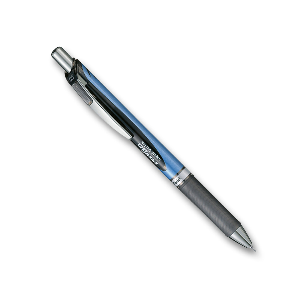 ペンテル ゲルボールペン/0.5mm エナージェル(ノック式) ブルー軸 黒　BLN75-A