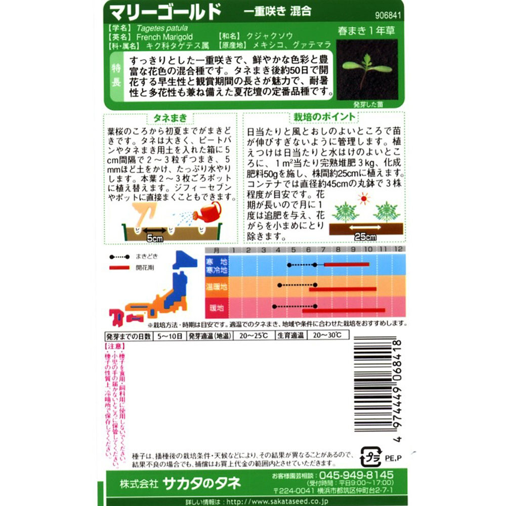 マリーゴールド_一重咲き混合　春秋兼用