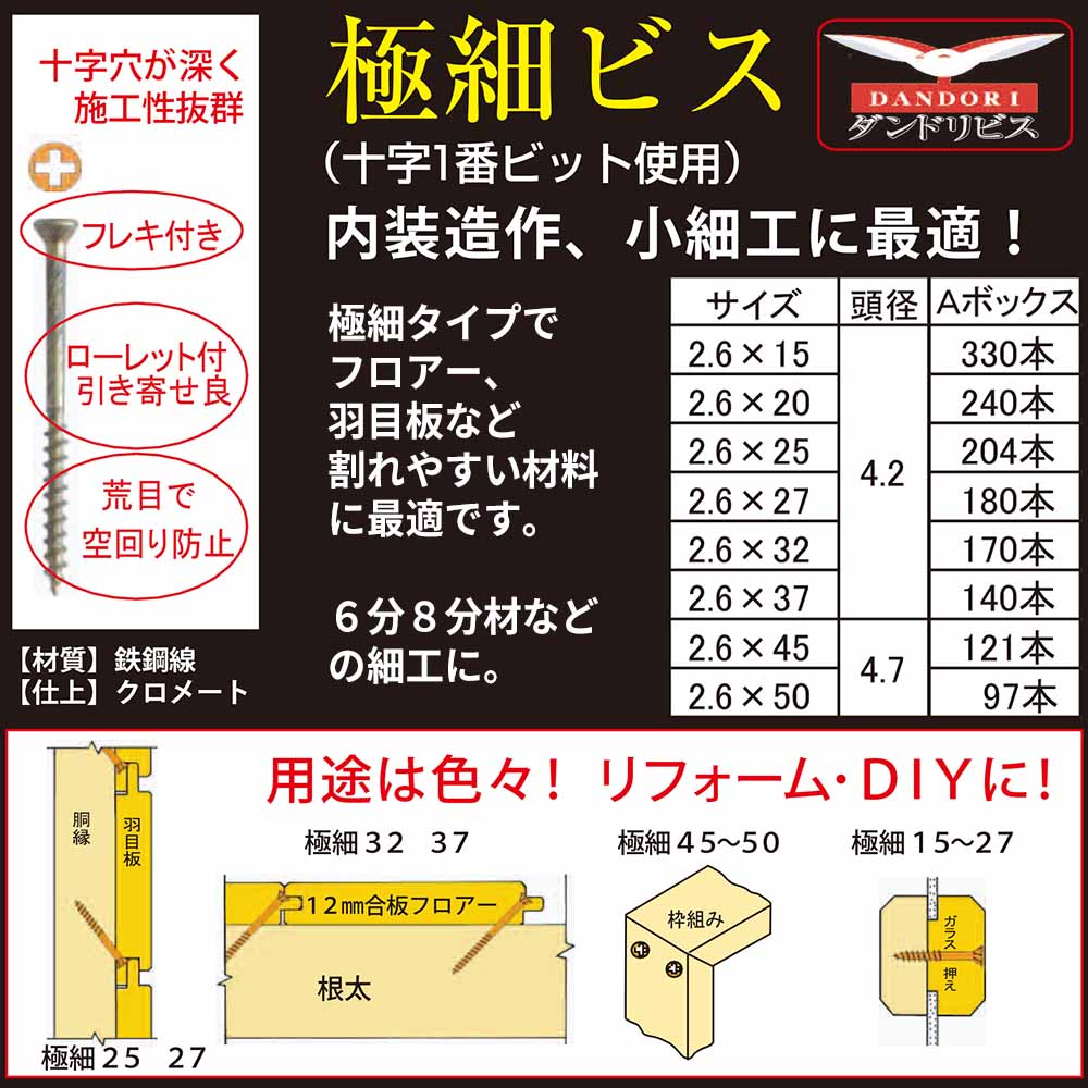 調整ビス Aボックス　45mm（42本入）