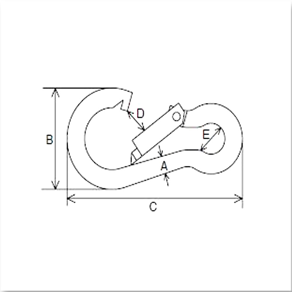 ステンレススナップフックB型　B-8（線径8×外幅80mm）