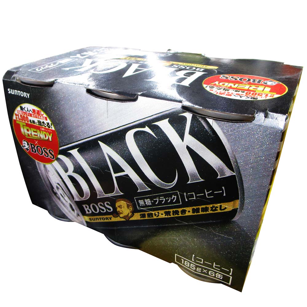 ボス 無糖ブラック 185g　(6缶)