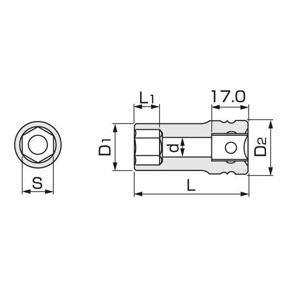 インパクト用ロングソケット　12.7x32