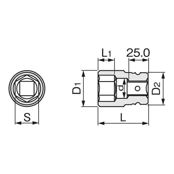 インパクト用ソケット　19.0x17N