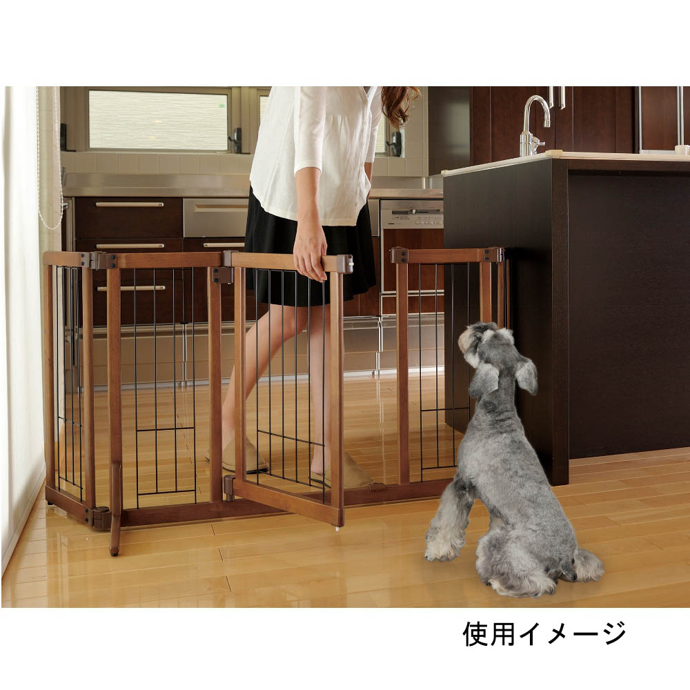 ペット木製おくだけドア付ゲート　ブラウンS