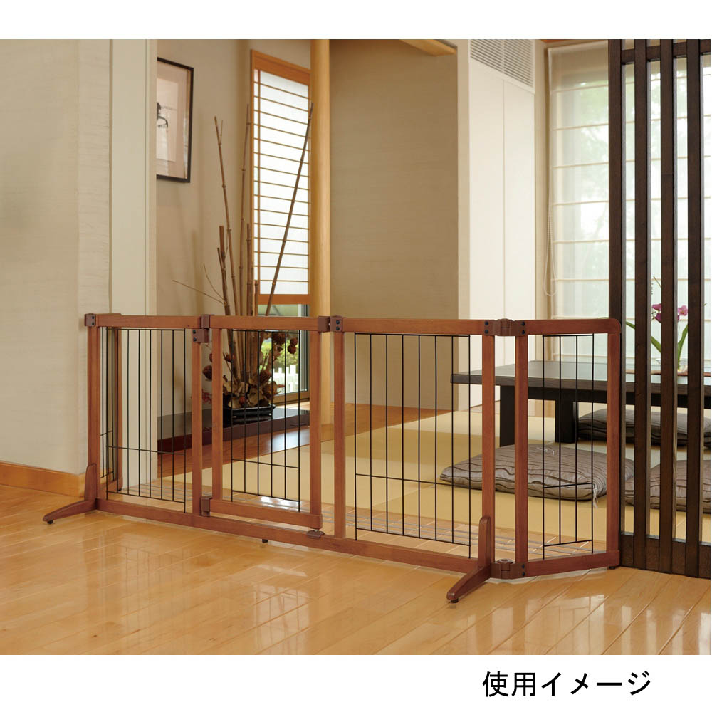 ペット木製おくだけドア付ゲート　ブラウンM