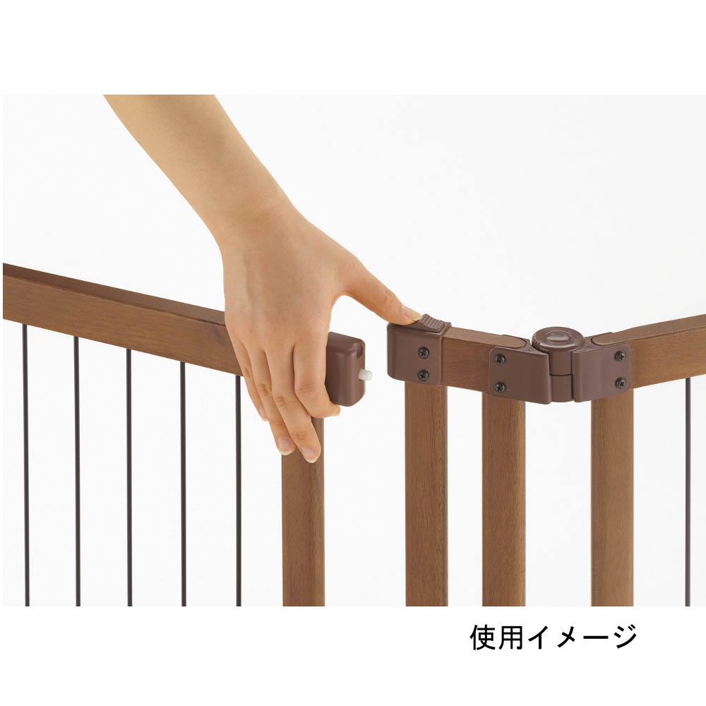 ペット木製おくだけドア付ゲート　ブラウンL