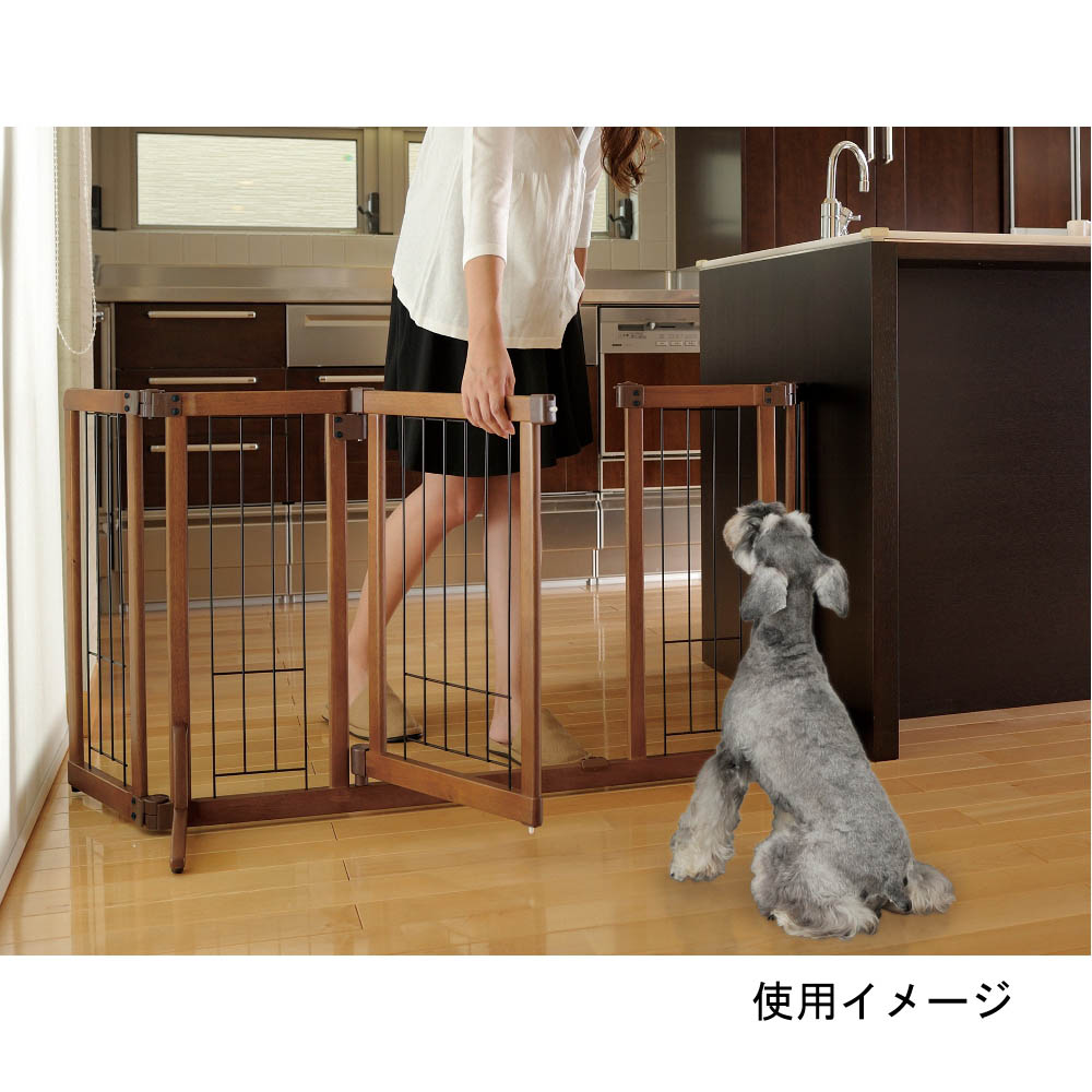 ペット木製おくだけドア付ゲート ブラウンL | ジョイフル本田
