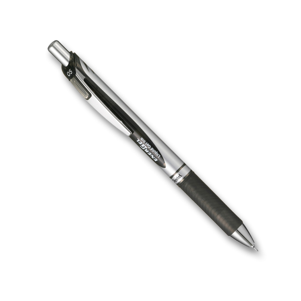 ペンテル ゲルボールペン/0.5mm エナージェル(ノック式) シルバー軸 黒　BLN75Z-A