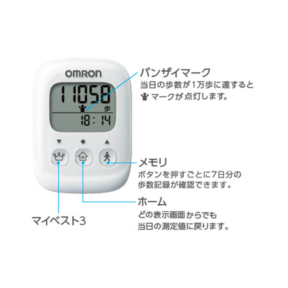 オムロン 歩数計 HJ-325-W　ホワイト
