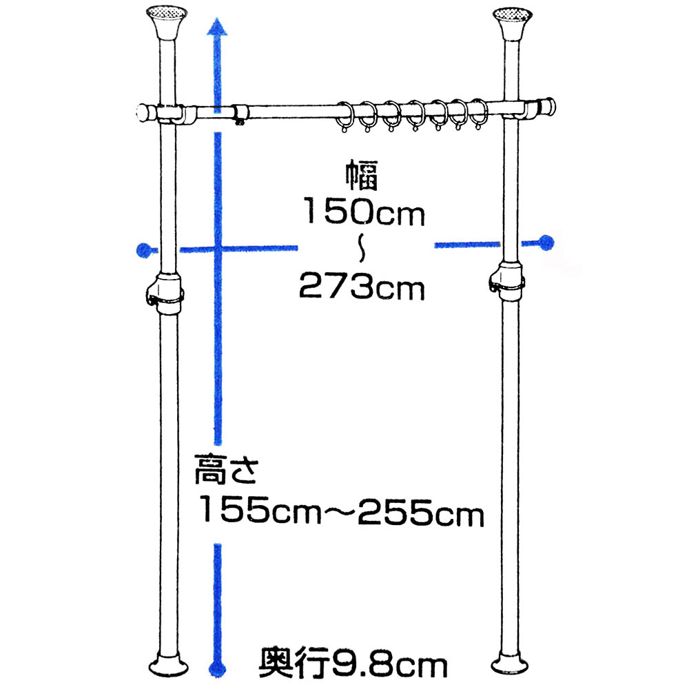 N簡単つっぱりカーテンポール TU-TPCN　TU-TPCN