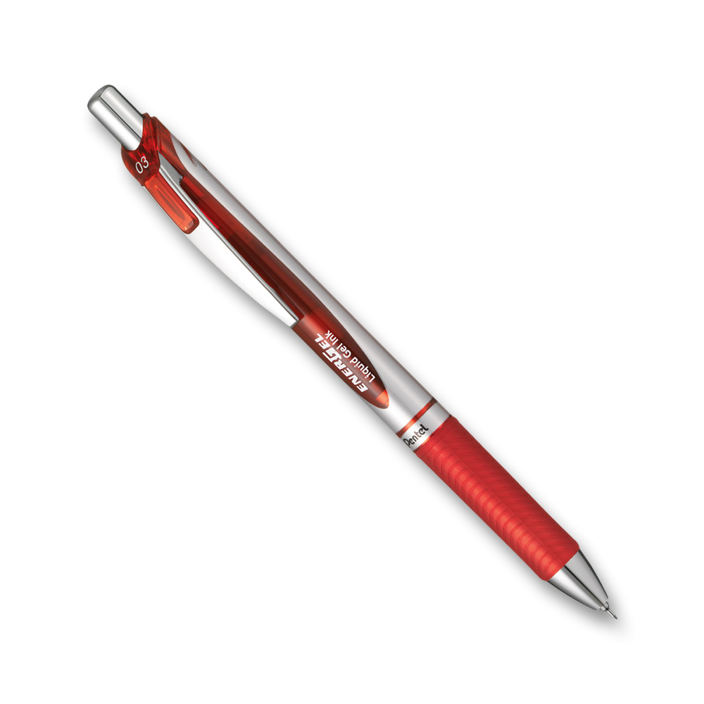 ペンテル ゲルボールペン/0.3mm エナージェル(ノック式) 赤　BLN73-B