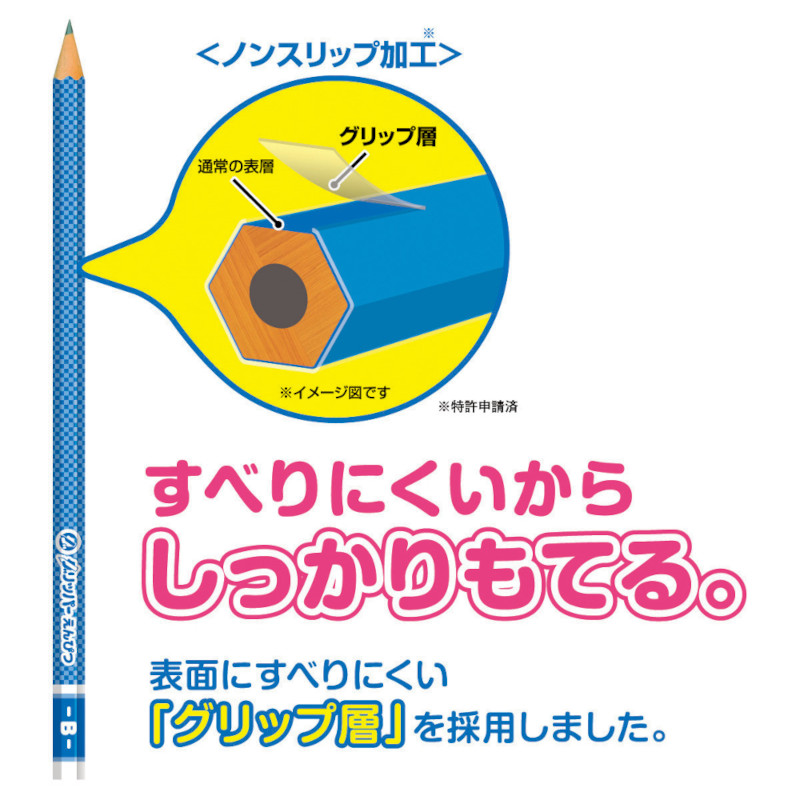 グリッパー鉛筆 6角 青 2B　K69042B
